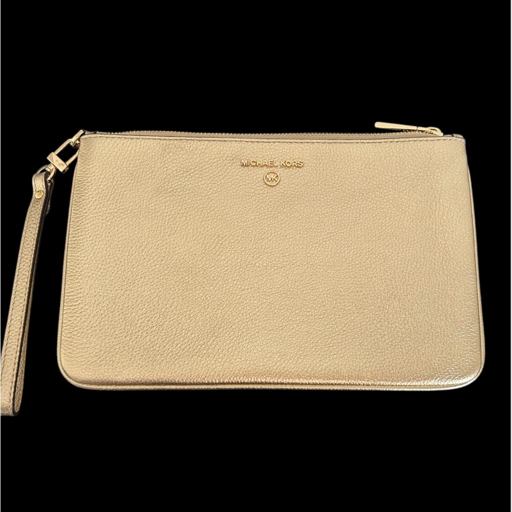 Michael Kors Large Metallic Pebbled Leather Wristlet